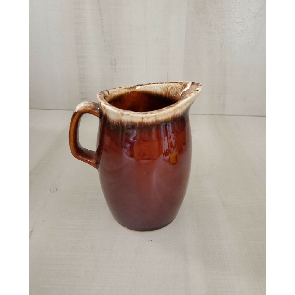 Vintage Hull Pottery Brown Drip Small Pitcher creamer Oven Proof USA